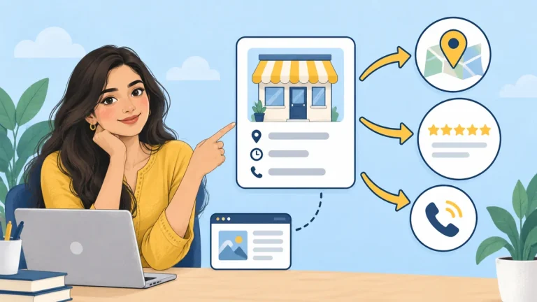Business profile connecting a local storefront with map visibility, reviews, calls and its website.
