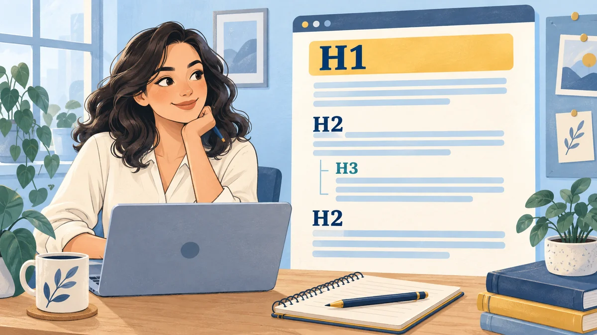 Website article showing an H1 title, H2 sections and a nested H3 subheading.