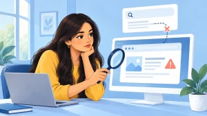 SEO specialist investigating why a webpage has not been indexed by Google
